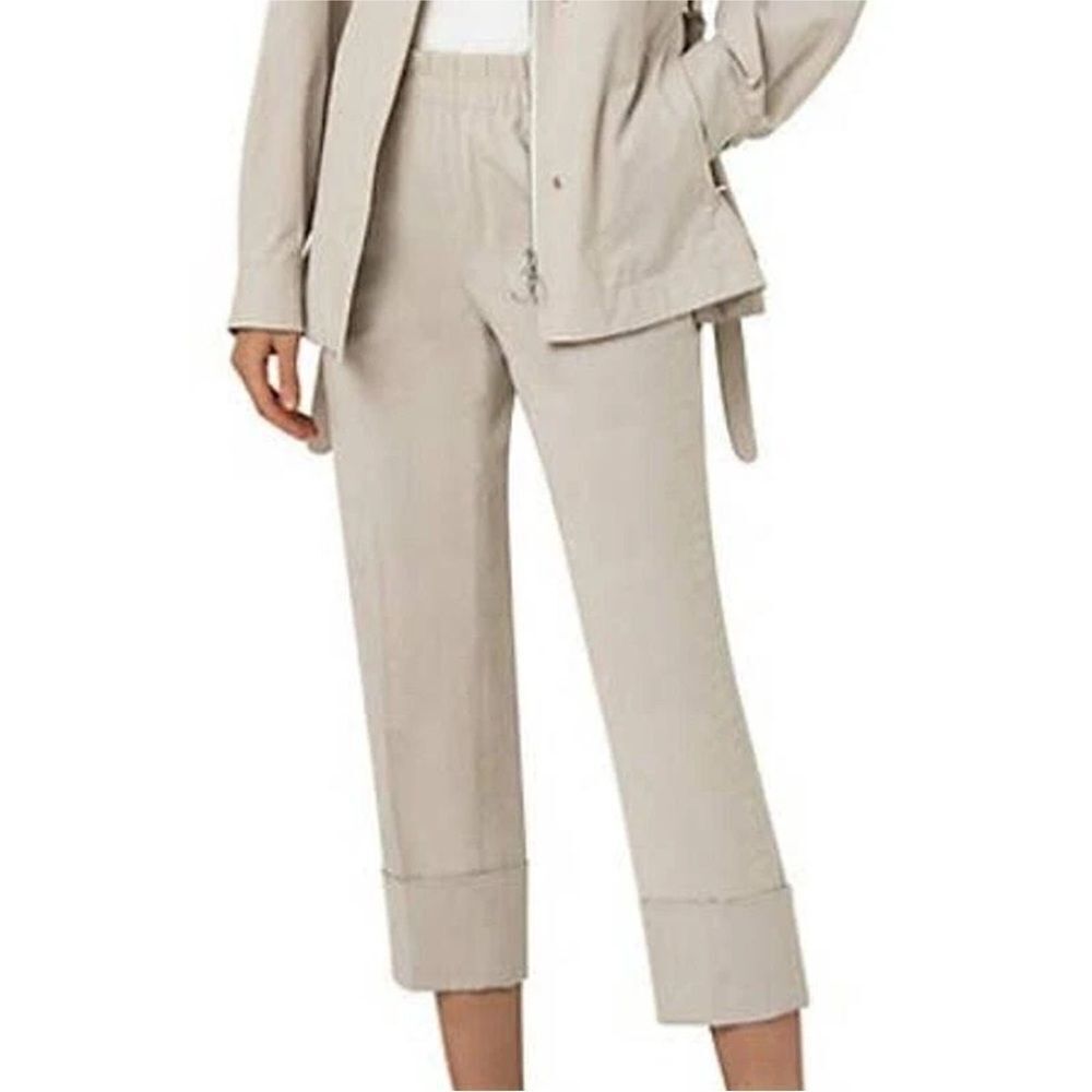NWT Akris Punto Farell Sand Color Trousers 100% Cotton Elastic Waist